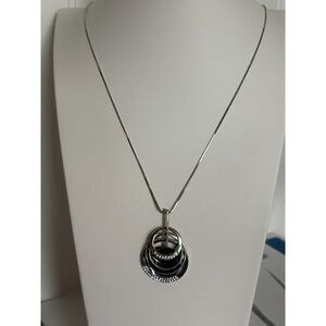 Silver Statement Necklace W/ Multi Circular Pendant NWT